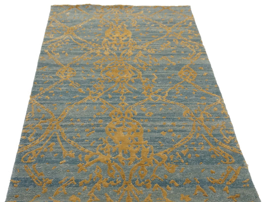 Traditional L.Blue BD-AO 3x5 Hand Knotted Area Rug from India