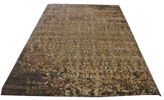 Modern Brown MD-801 10x14 Hand Knotted Area Rug from India