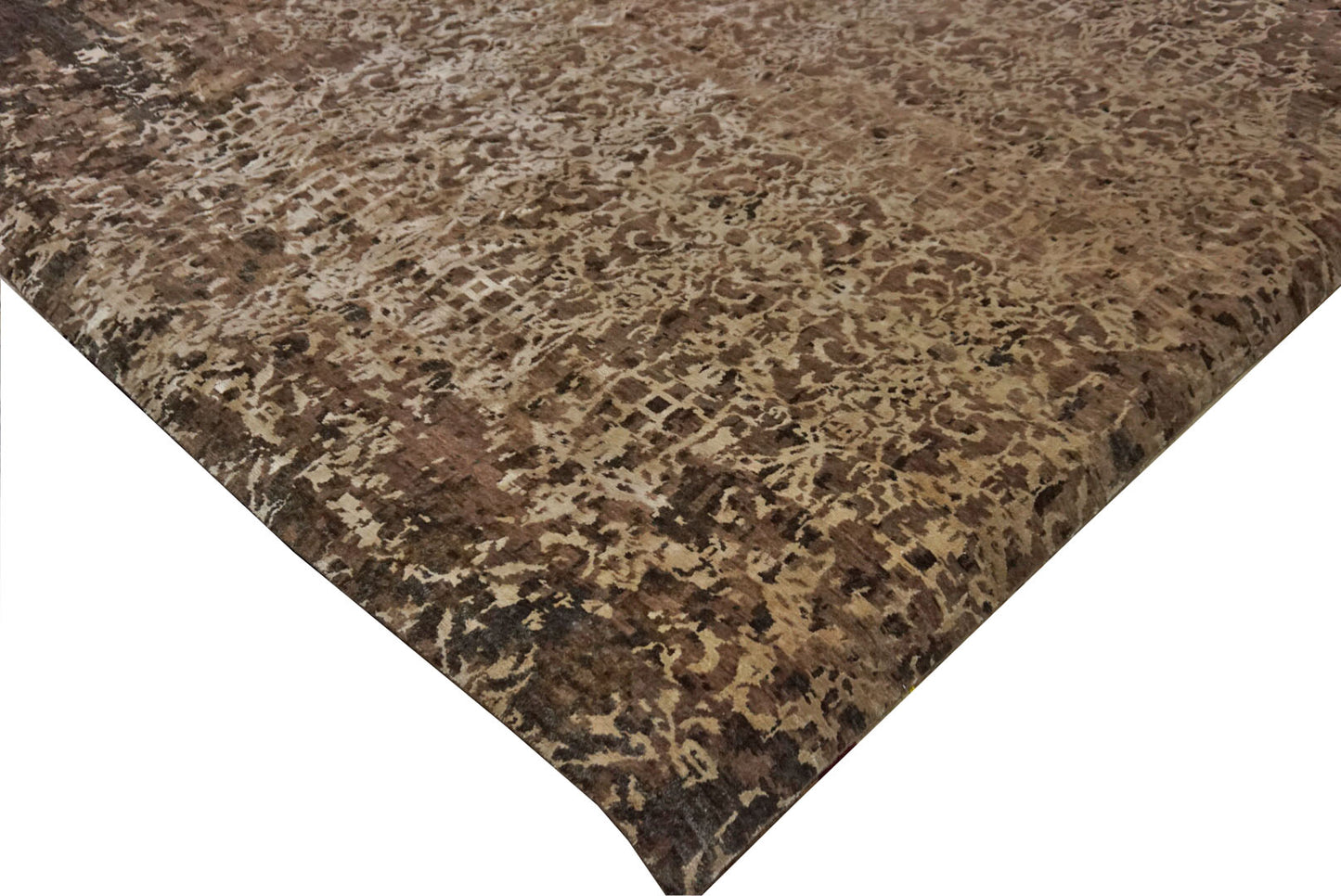 Modern Brown MD-801 10x14 Hand Knotted Area Rug from India