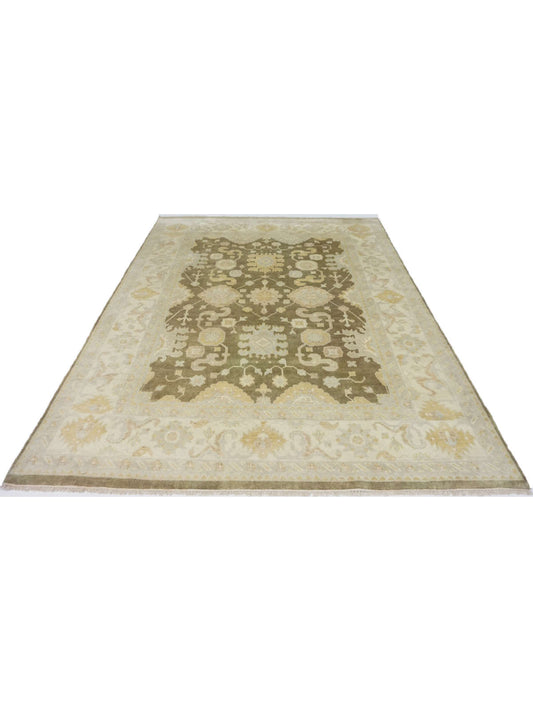 Traditional Brown OUSHAK 8x10 Hand Knotted Area Rug from India