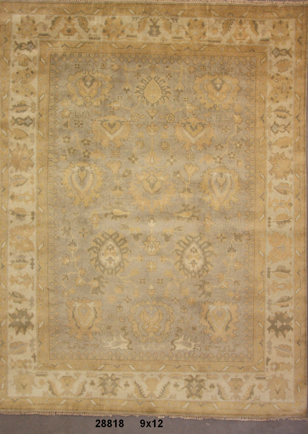 Traditional Silver OUSHAK 9x12 Hand Knotted Area Rug from India