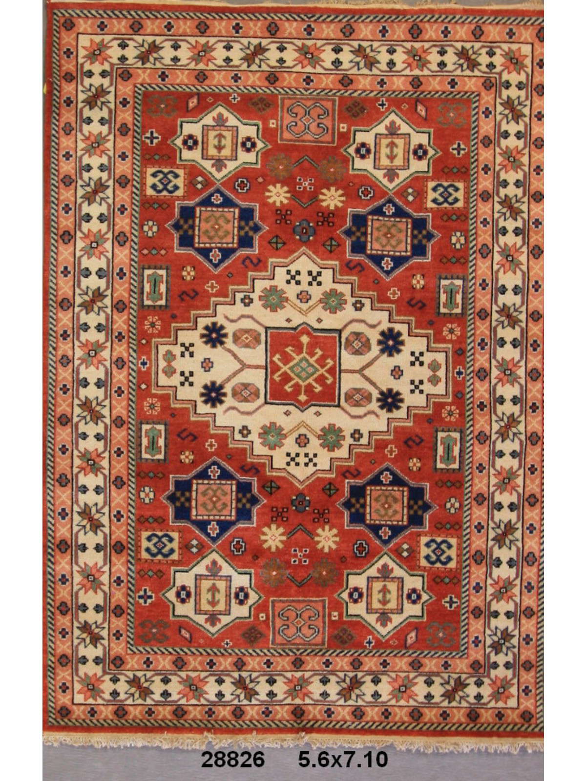 Traditional Rust KAZAK 5x8 Hand Knotted Area Rug from India