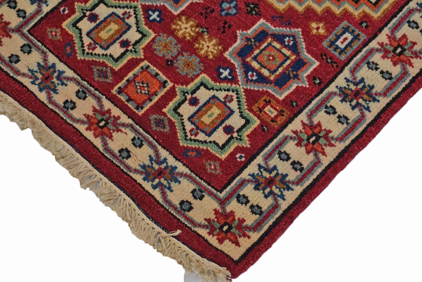 Traditional Red KAZAK 6ft Runner Hand Knotted Area Rug from India