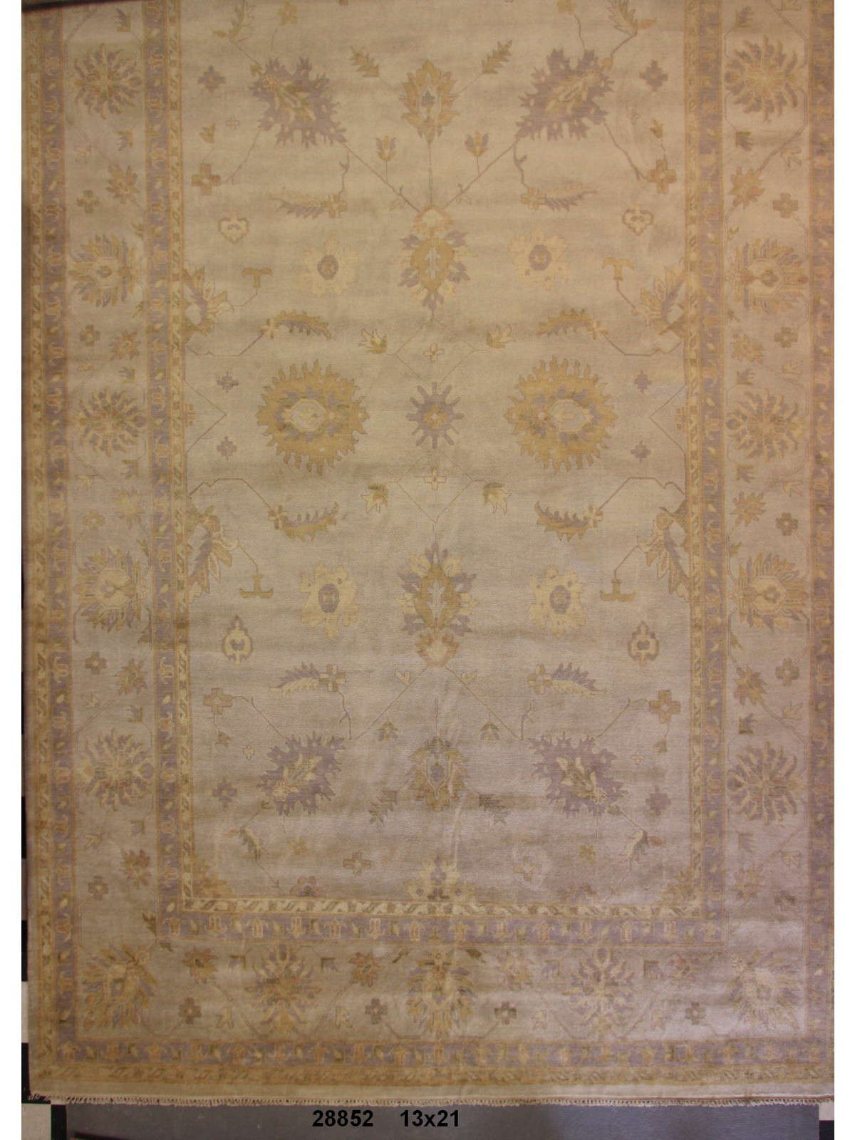 Traditional Ivory OUSHAK Oversize Square Hand Knotted Area Rug from India