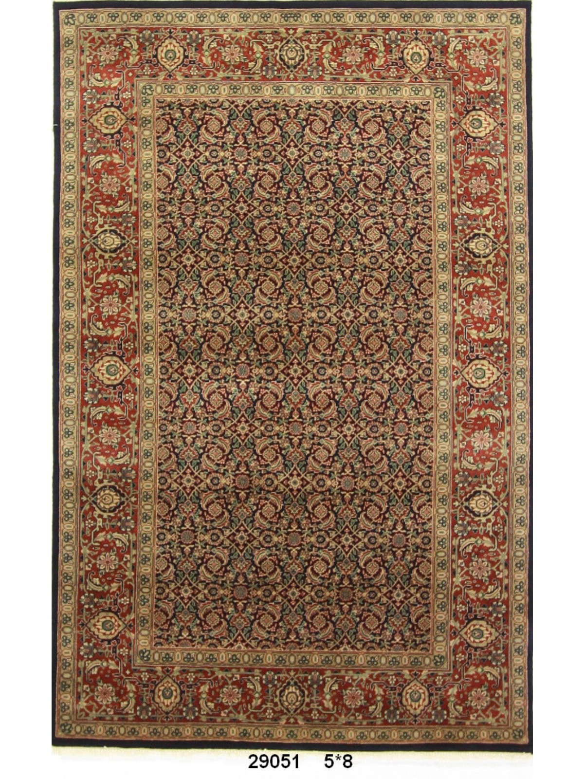 Traditional Navy HERATI 5x8 Hand Knotted Area Rug from India