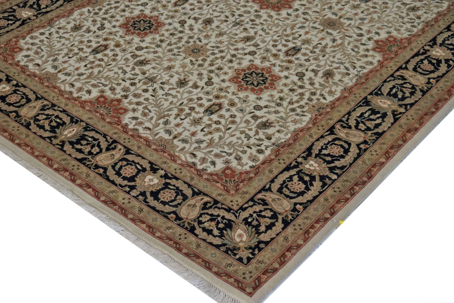 Traditional Beige BC-117 Oversize Runner Hand Knotted Area Rug from India