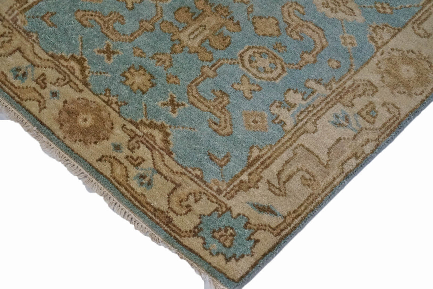 Traditional L.Blue SE-01 10ft Runner Hand Knotted Area Rug from India
