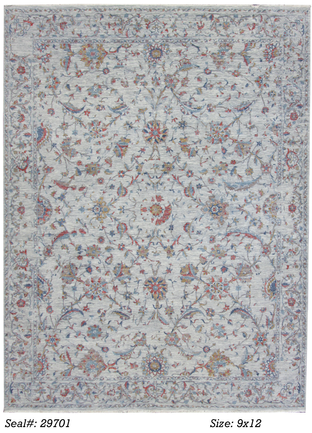 Modern Grey P-AS97 9x12 Hand Knotted Area Rug from India
