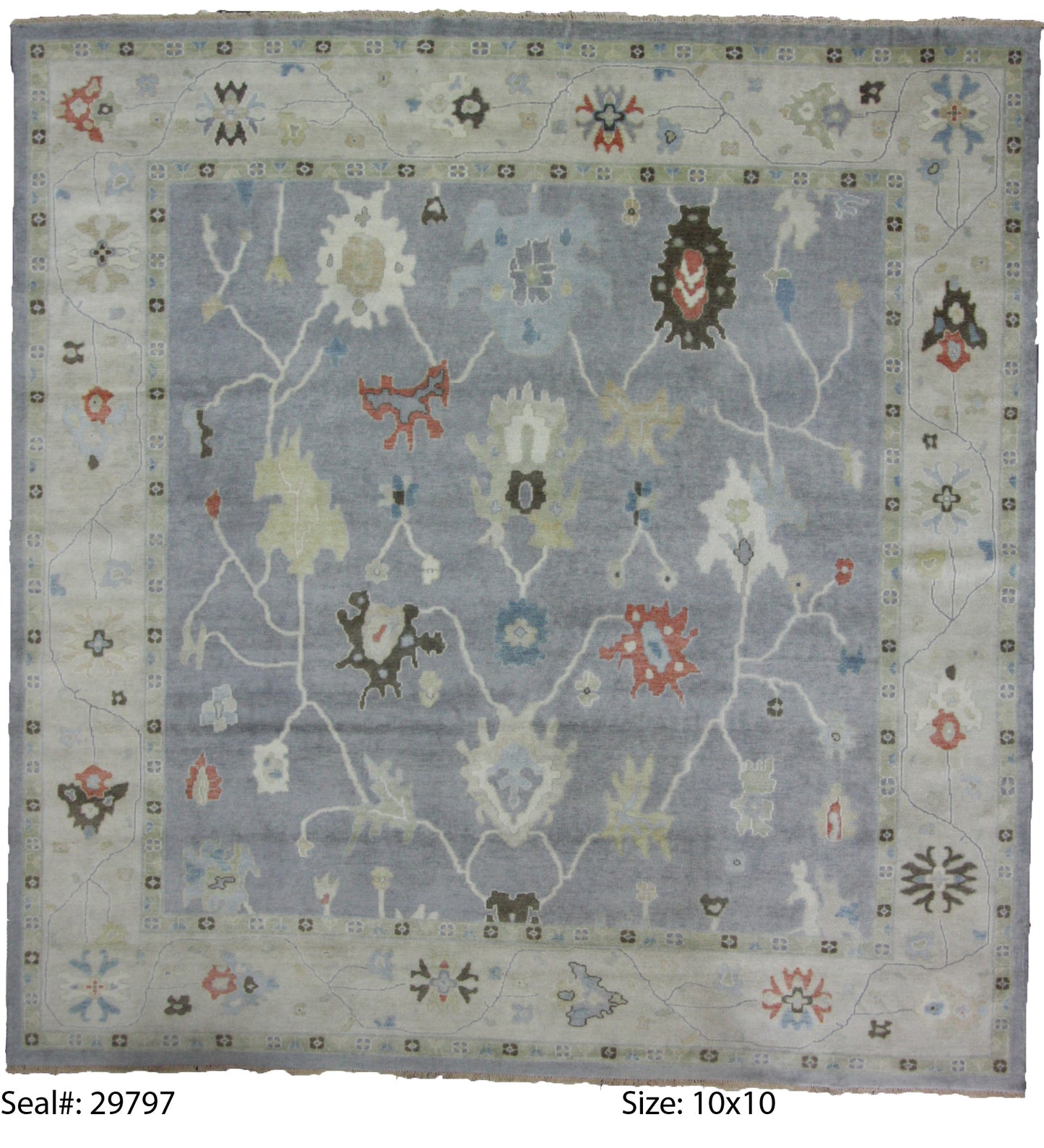 Traditional Blue AT-129 10ft Square Hand Knotted Area Rug from India