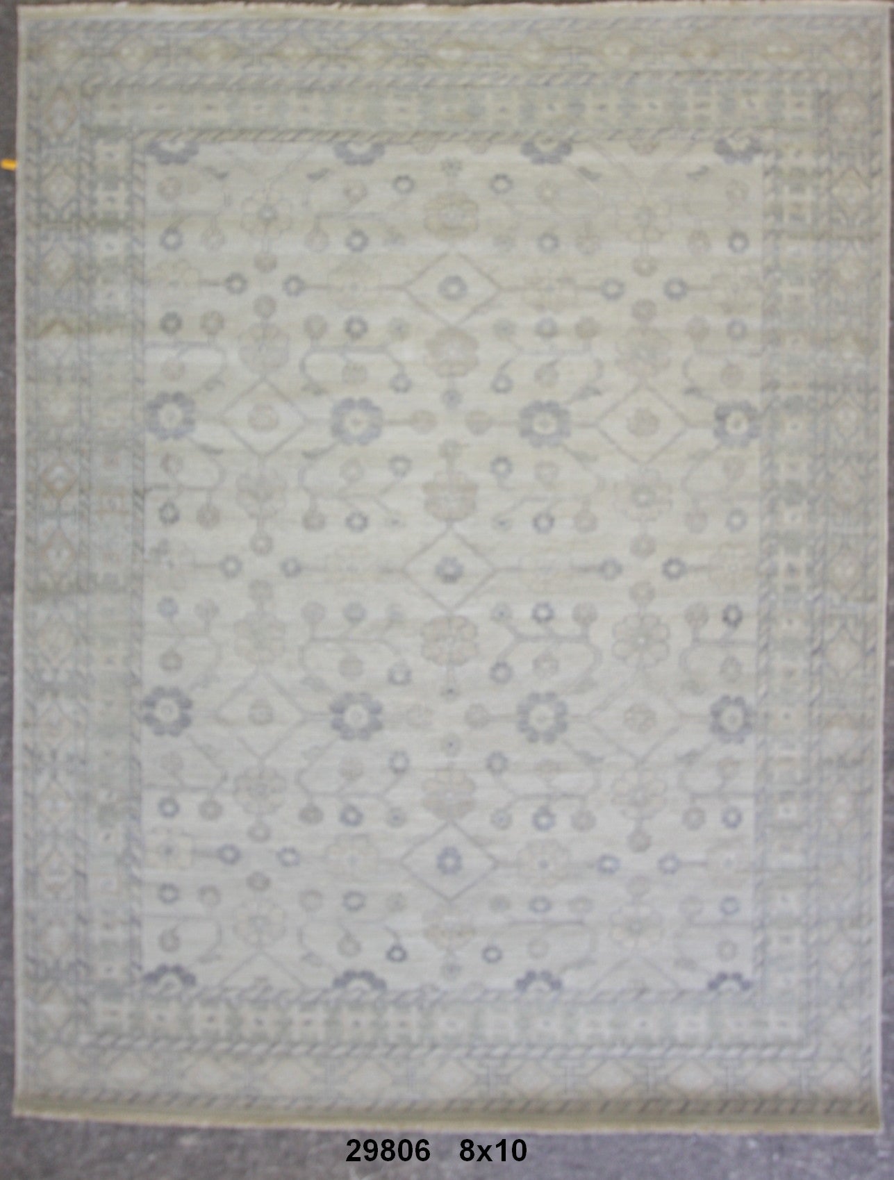 Traditional Silver OUSHAK 7x10 Hand Knotted Area Rug from India