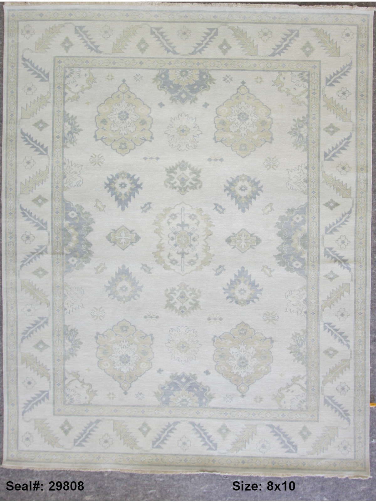 Traditional Ivory OUSHAK 8x10 Hand Knotted Area Rug from India