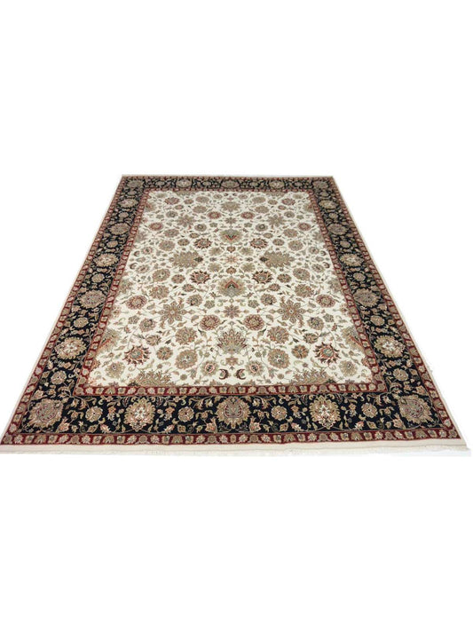 Traditional Beige BC-1327 7x10 Hand Knotted Area Rug from India