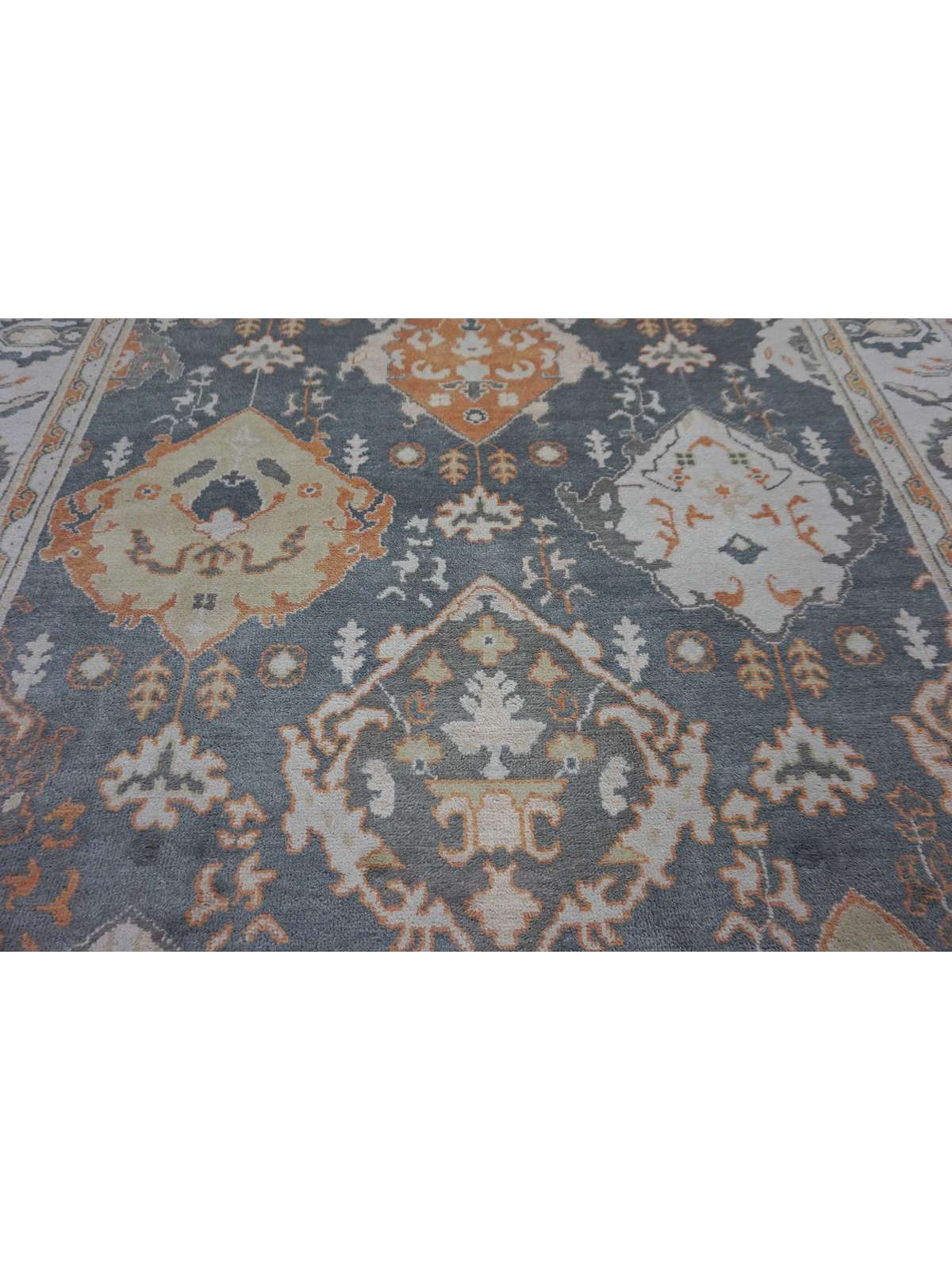 Traditional Grey OUSHAK 8x10 Hand Knotted Area Rug from India