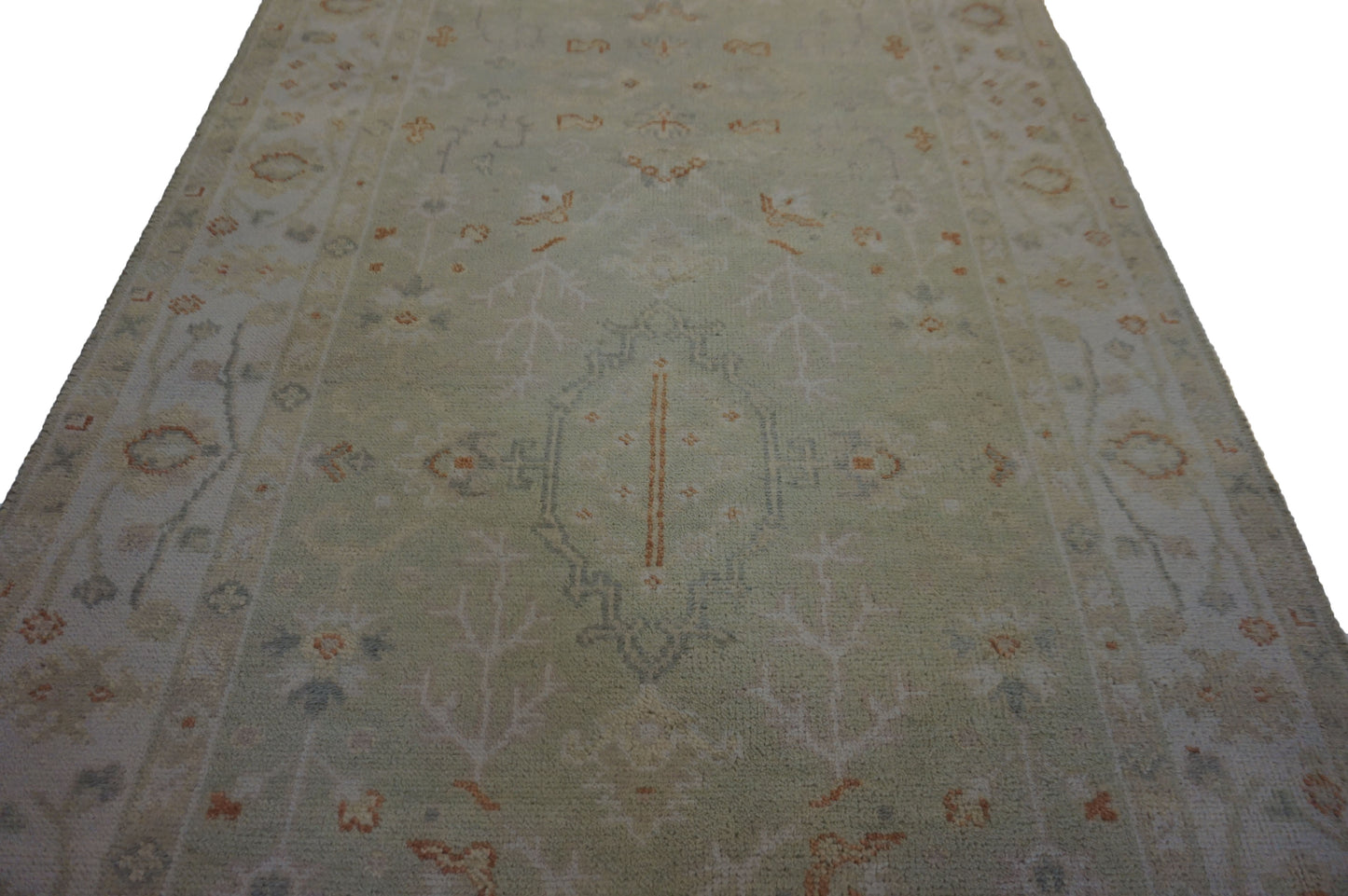 Traditional L.Green OUSHAK Oversize Runner Hand Knotted Area Rug from India
