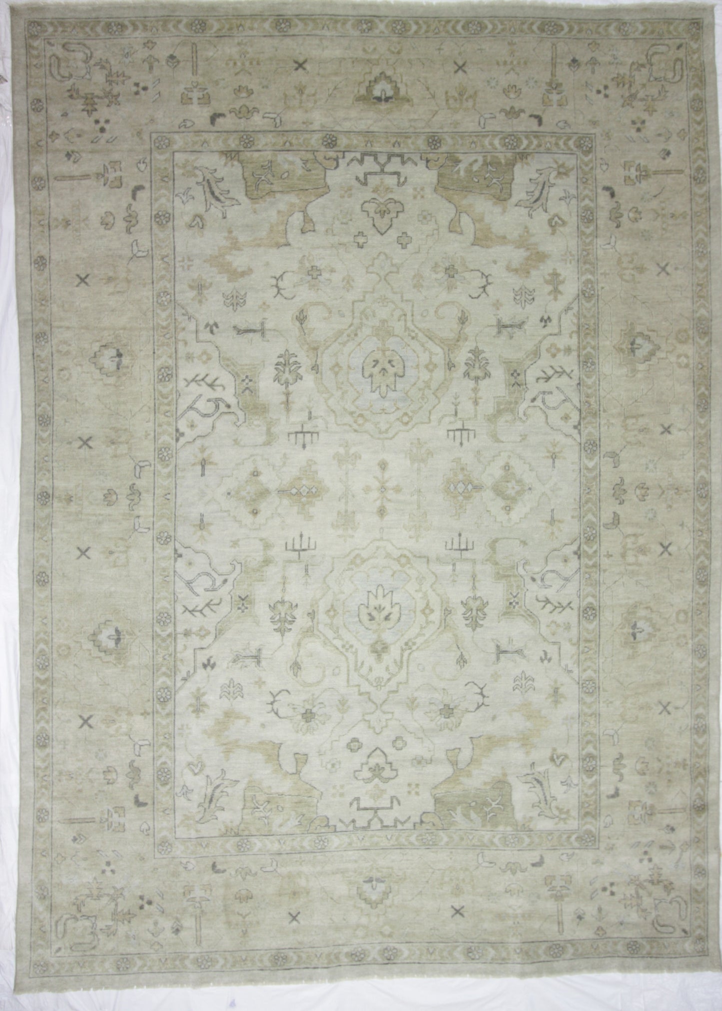 Traditional Beige AT-02 10x14 Hand Knotted Area Rug from India