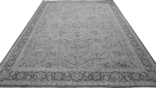 Traditional L.Blue OUSHAK 12x15 Hand Knotted Area Rug from India