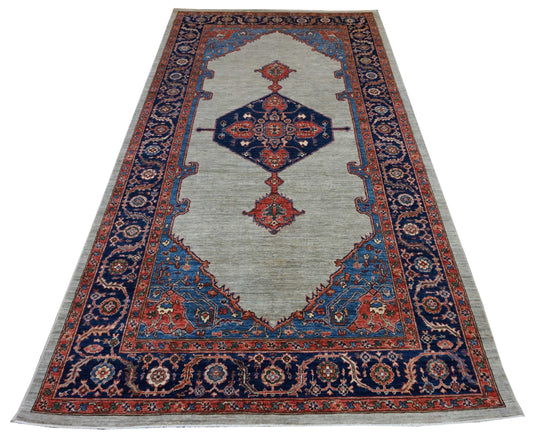 Modern Grey SERAPI Oversize Runner Hand Knotted Area Rug from Afghanistan