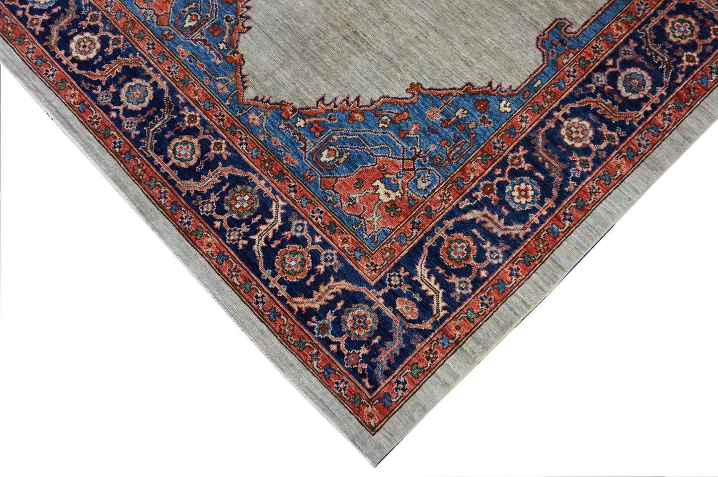 Modern Grey SERAPI Oversize Runner Hand Knotted Area Rug from Afghanistan