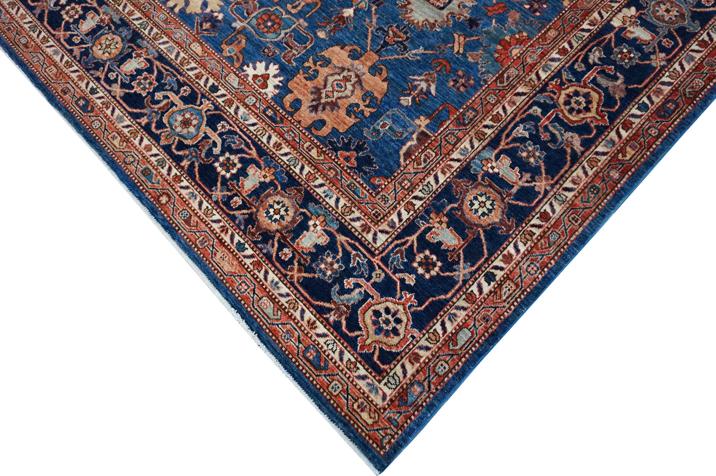Modern Blue SERAPI 9x12 Hand Knotted Area Rug from Afghanistan