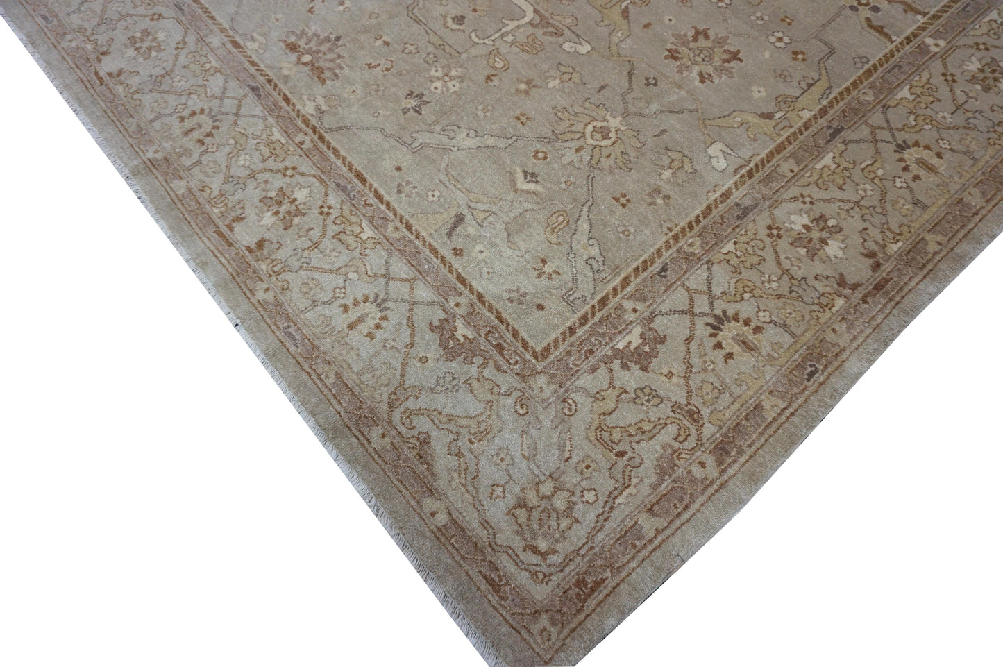 Traditional Beige OUSHAK 8x10 Hand Knotted Area Rug from Afghanistan