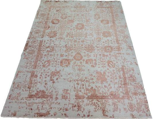 Modern Silver ERASED 9x12 Hand Knotted Area Rug from India