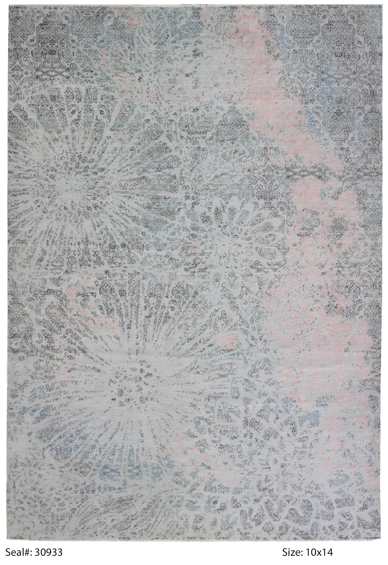 Modern Silver ERASED 10x14 Hand Knotted Area Rug from India