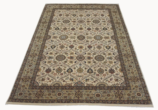 Traditional Beige 1110 6x9 Hand Knotted Area Rug from India