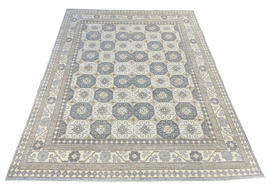 Traditional Grey KHOTAN 8x10 Hand Knotted Area Rug from Afghanistan