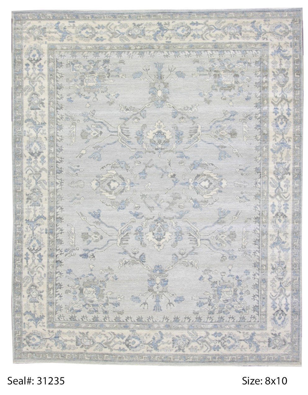Traditional Grey OUSHAK 8x10 Hand Knotted Area Rug from Afghanistan