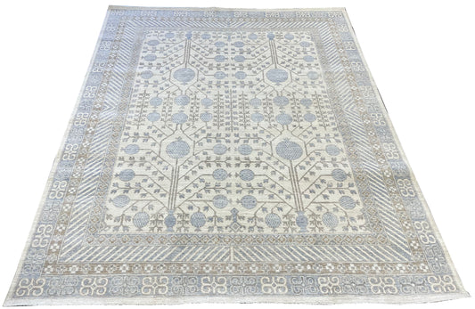 Traditional Ivory KHOTAN 8x10 Hand Knotted Area Rug from Afghanistan