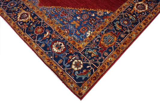 Traditional Red HERIZ 9x12 Hand Knotted Area Rug from Afghanistan