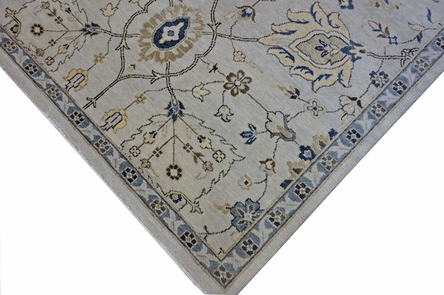 Traditional Beige NMF-4 10x14 Hand Knotted Area Rug from India