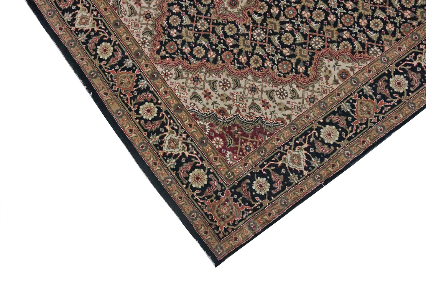 Traditional Black MAHI 4x6 Hand Knotted Area Rug from India