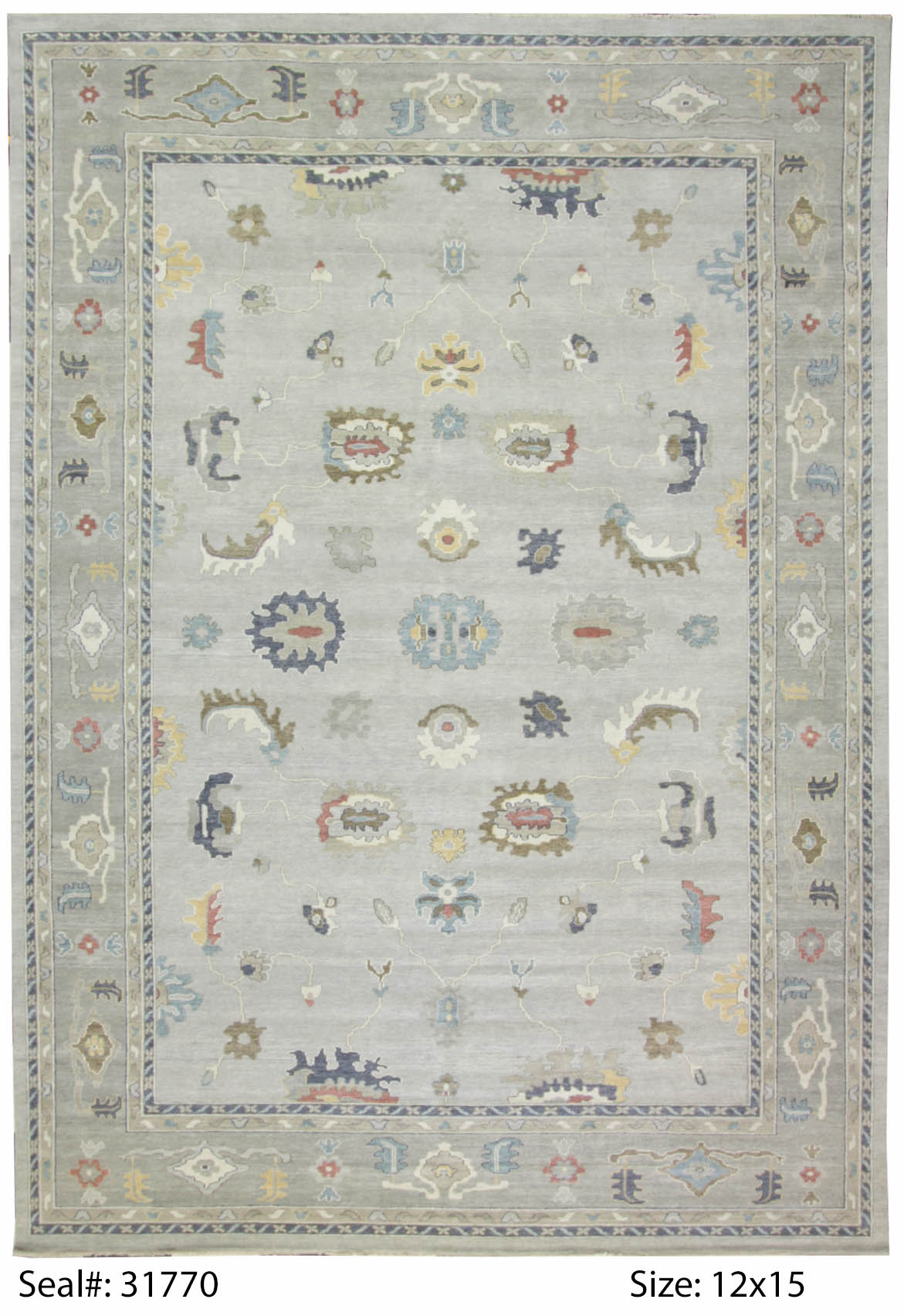 Traditional Silver AT-177 12x15 Hand Knotted Area Rug from India
