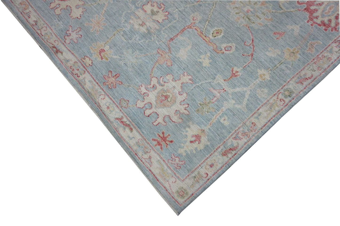 Modern L.Blue OUSHAK 5x7 Hand Knotted Area Rug from Afghanistan