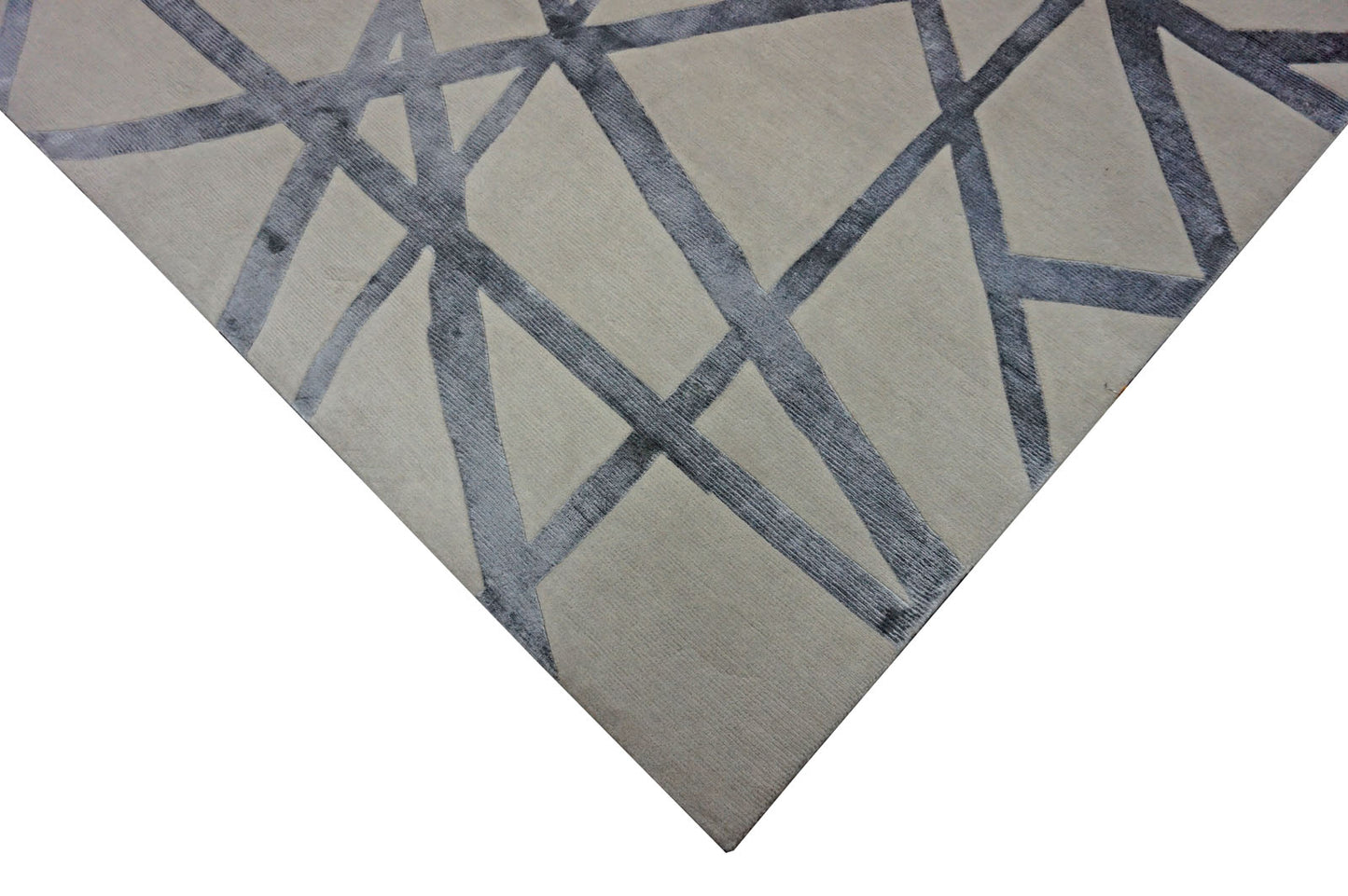 Modern Beige Grey PANNEL 9x12 Hand Knotted Area Rug from India
