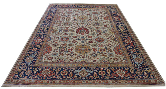 Traditional Cream 105 8x10 Hand Knotted Area Rug from India