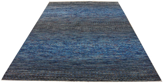 Modern Blue RAINBOW 8x10 Hand Knotted Area Rug from India