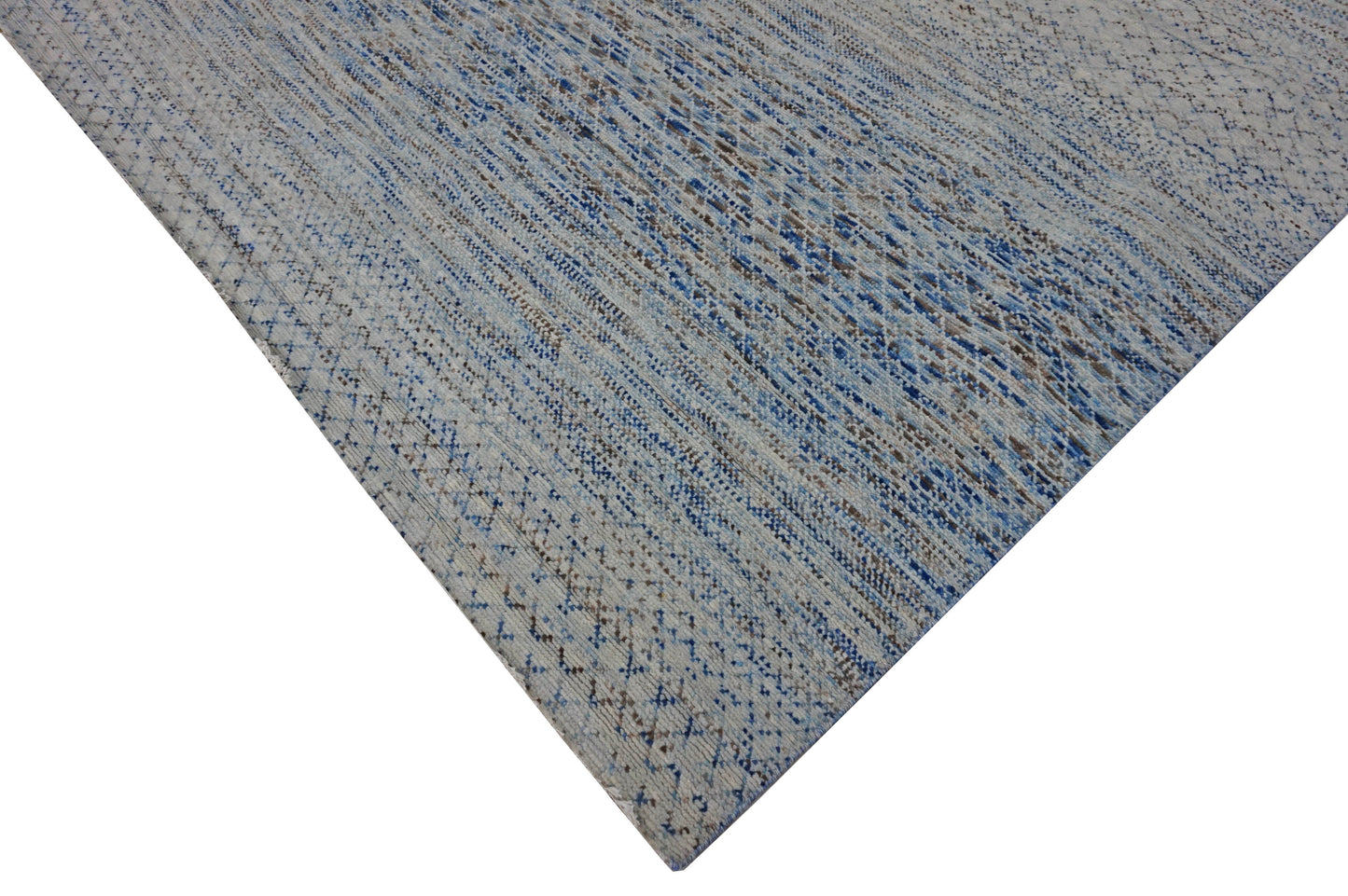 Modern Silver RAINBOW 9x12 Hand Knotted Area Rug from India