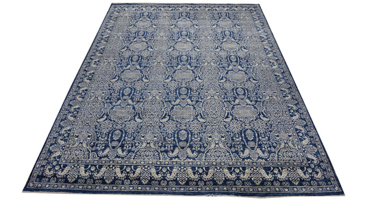Modern Navy ERASE 9x12 Hand Knotted Area Rug from India