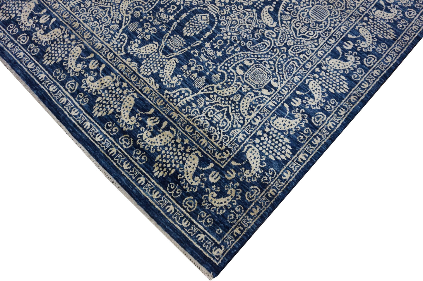 Modern Navy ERASE 9x12 Hand Knotted Area Rug from India