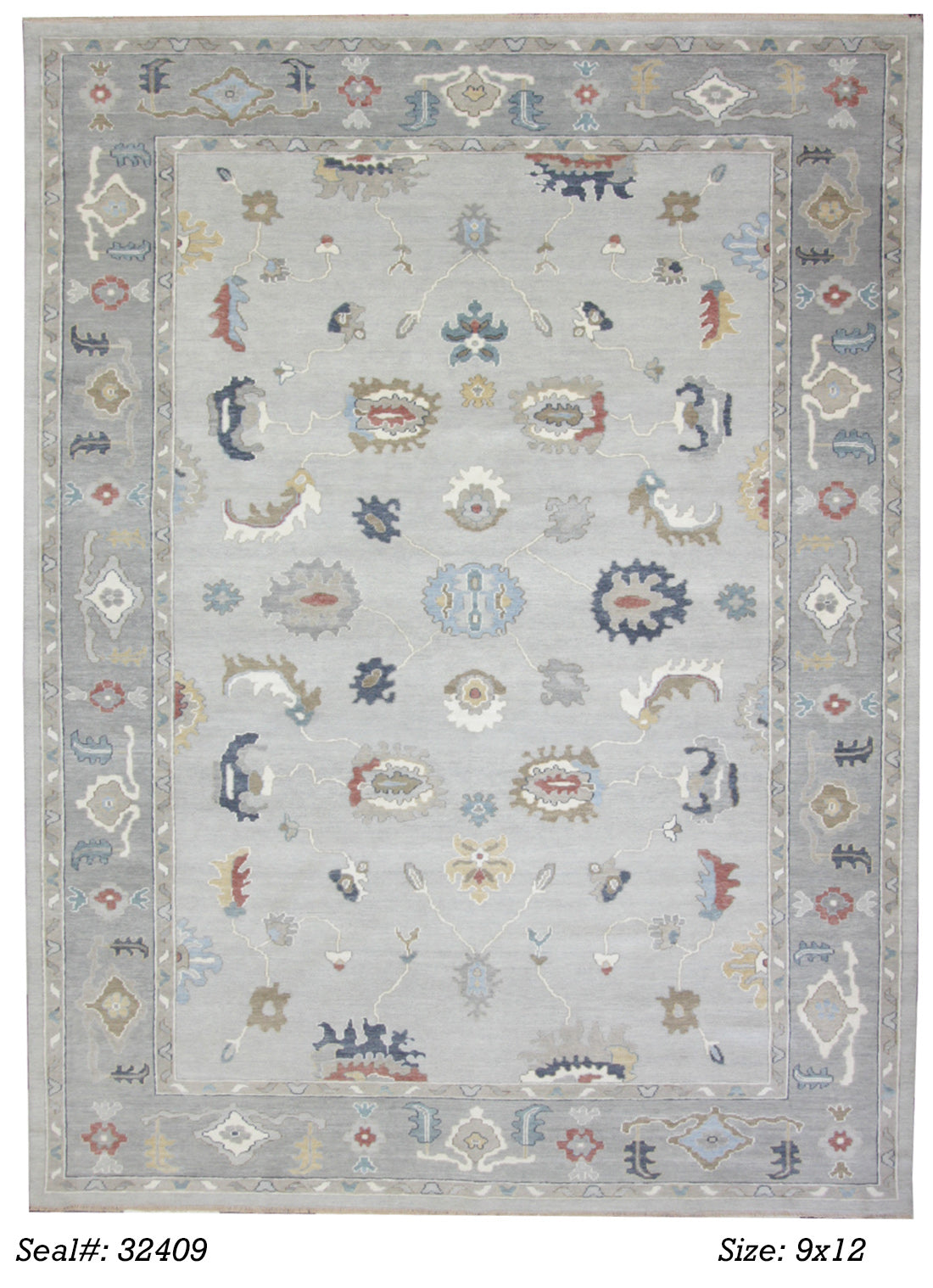 Traditional Silver AT-177 9x12 Hand Knotted Area Rug from India