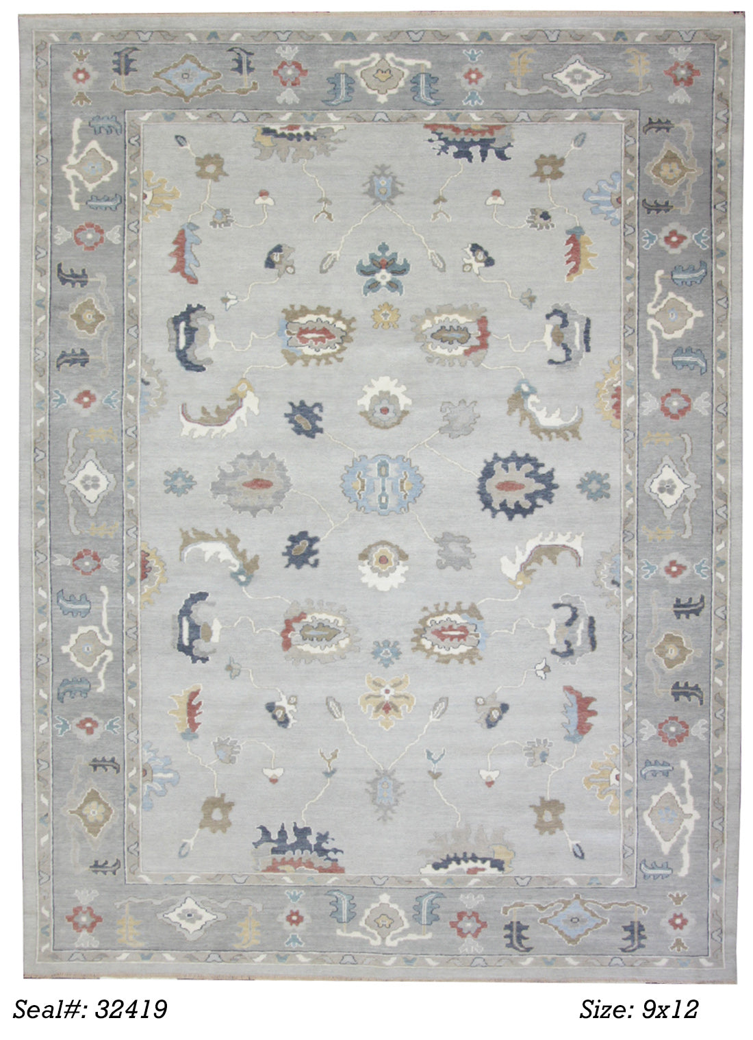 Traditional Silver AT-177 9x12 Hand Knotted Area Rug from India