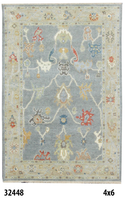 Traditional Blue AT-129 4x6 Hand Knotted Area Rug from India