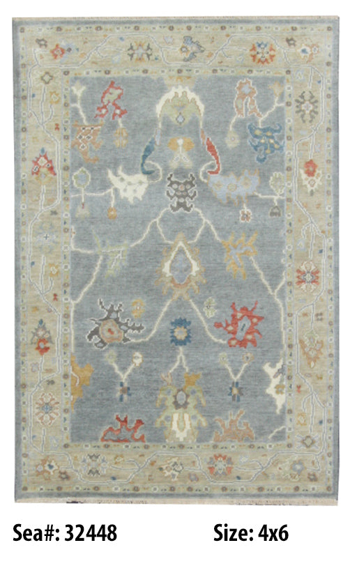 Traditional Blue AT-129 4x6 Hand Knotted Area Rug from India