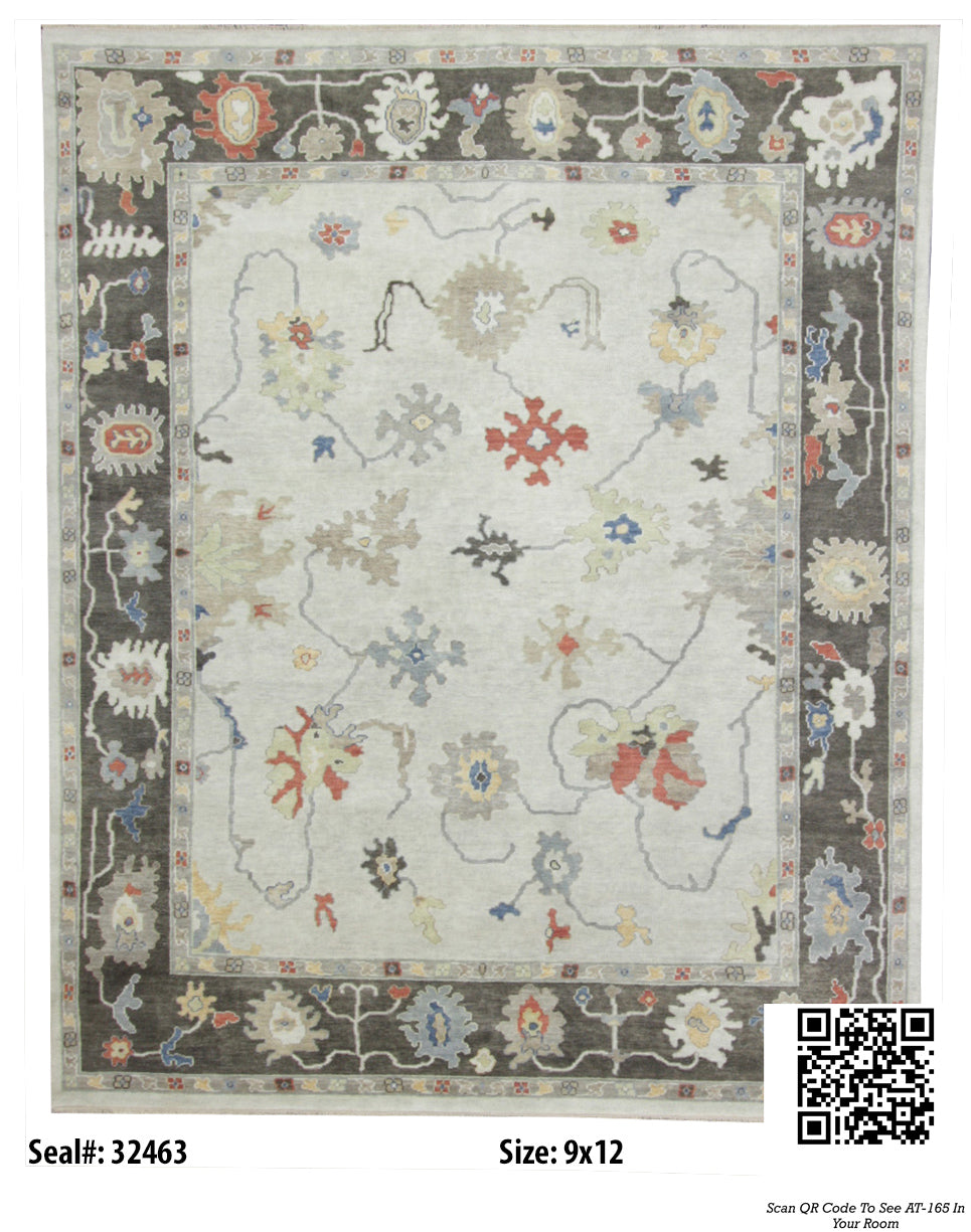 Traditional Silver AT-165 9x12 Hand Knotted Area Rug from India