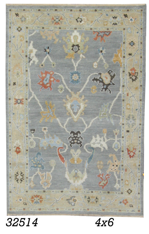 Traditional Blue AT-129 4x6 Hand Knotted Area Rug from India