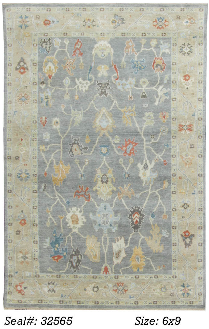 Traditional Blue AT-129 6x9 Hand Made Area Rug from Persian