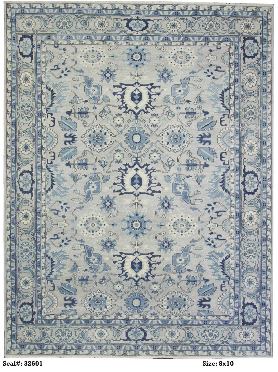 Traditional L.Blue AJ2 8x10 Hand Knotted Area Rug from India
