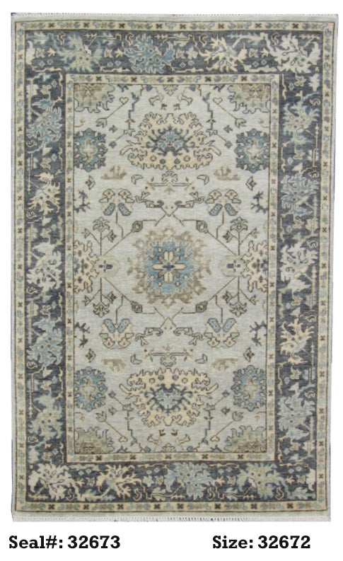Traditional Grey 3808 4x6 Hand Knotted Area Rug from India